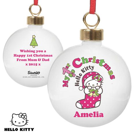 Personalised Hello Kitty My 1st Christmas Bauble £10.99